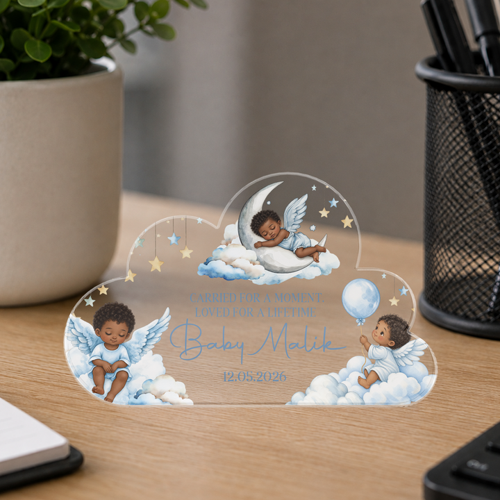 Personalised Baby Memorial Cloud Plaque - Blue