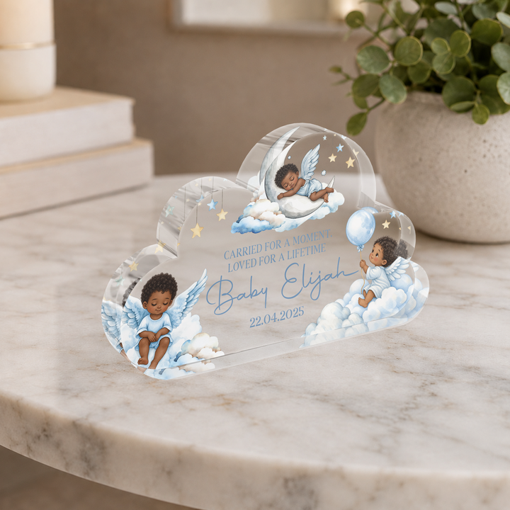 Personalised Baby Memorial Cloud Plaque - Blue