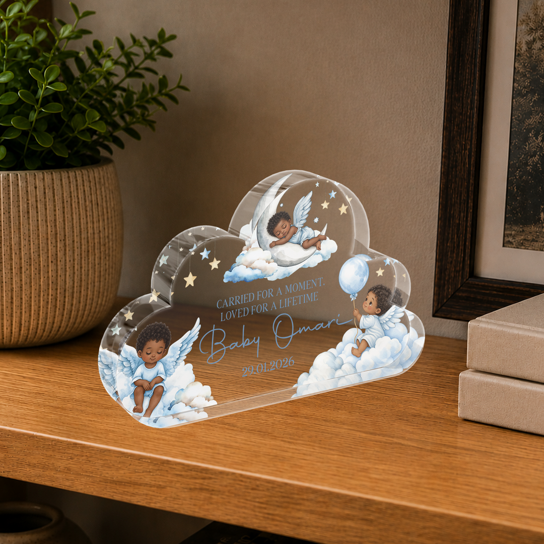 Personalised Baby Memorial Cloud Plaque - Blue