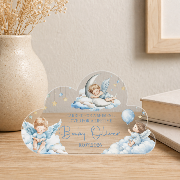 Personalised Baby Memorial Cloud Plaque - Blue