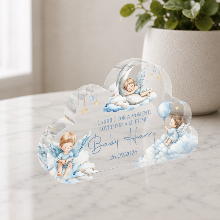 Personalised Baby Memorial Cloud Plaque - Blue