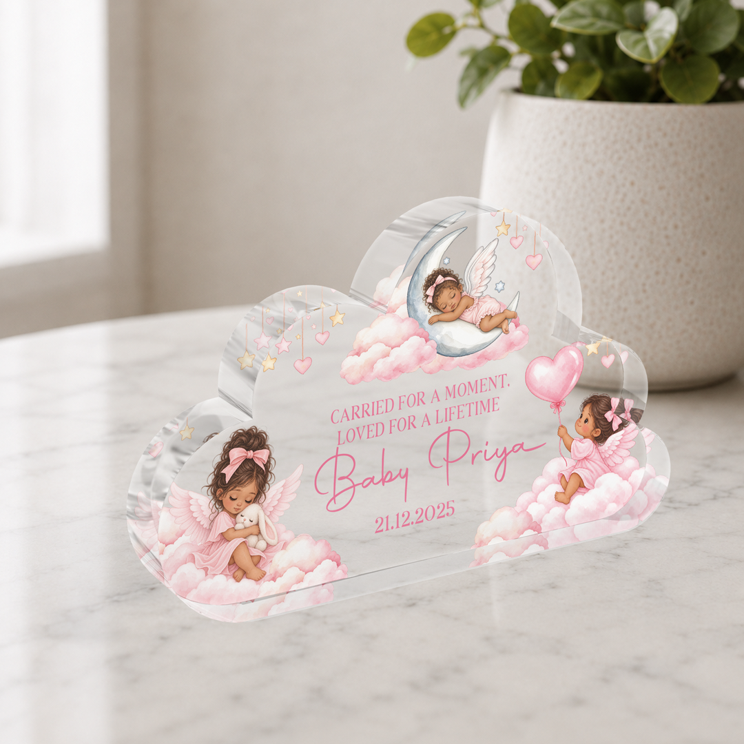Personalised Baby Memorial Cloud Plaque - Pink
