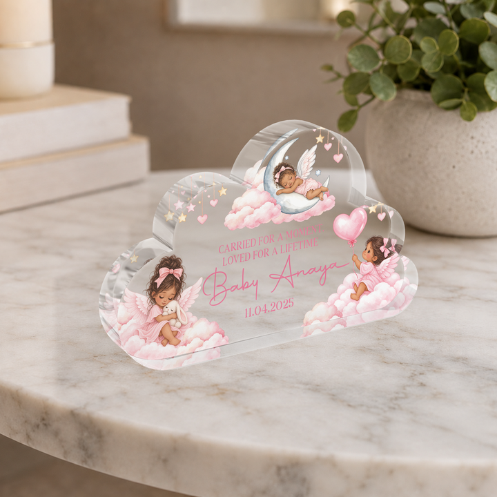 Personalised Baby Memorial Cloud Plaque - Pink