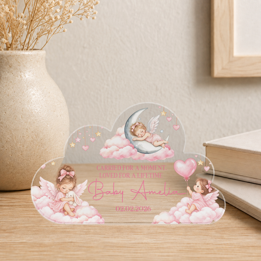 Personalised Baby Memorial Cloud Plaque - Pink