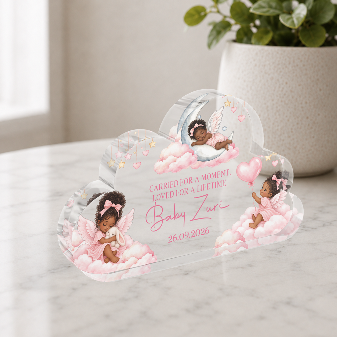 Personalised Baby Memorial Cloud Plaque - Pink
