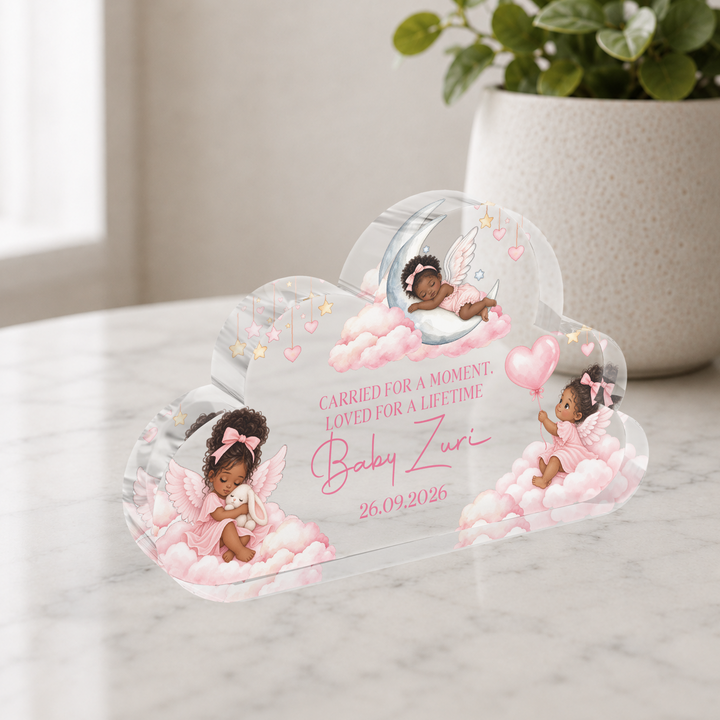 Personalised Baby Memorial Cloud Plaque - Pink