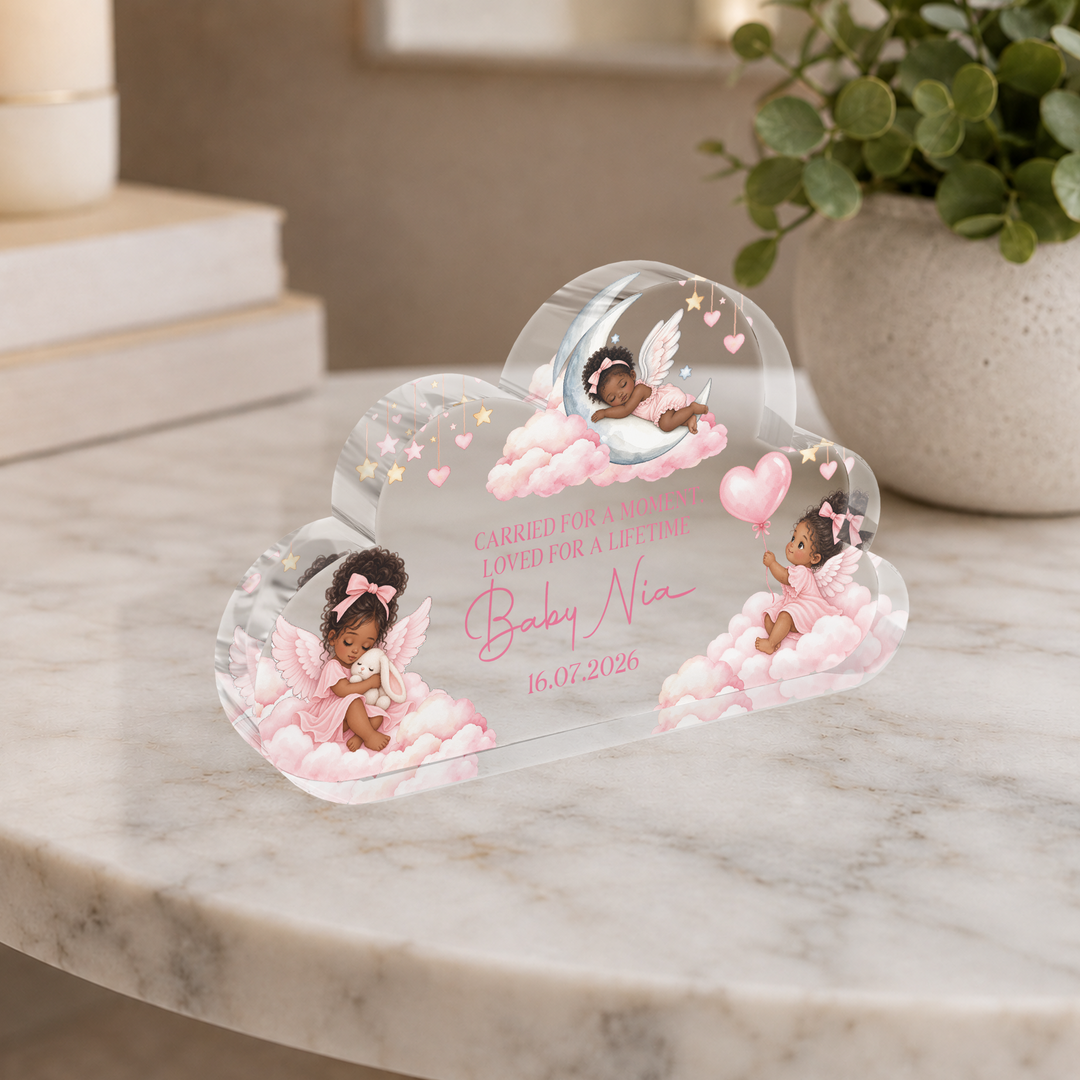 Personalised Baby Memorial Cloud Plaque - Pink