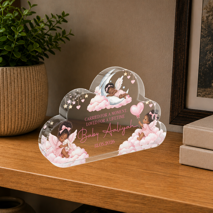 Personalised Baby Memorial Cloud Plaque - Pink