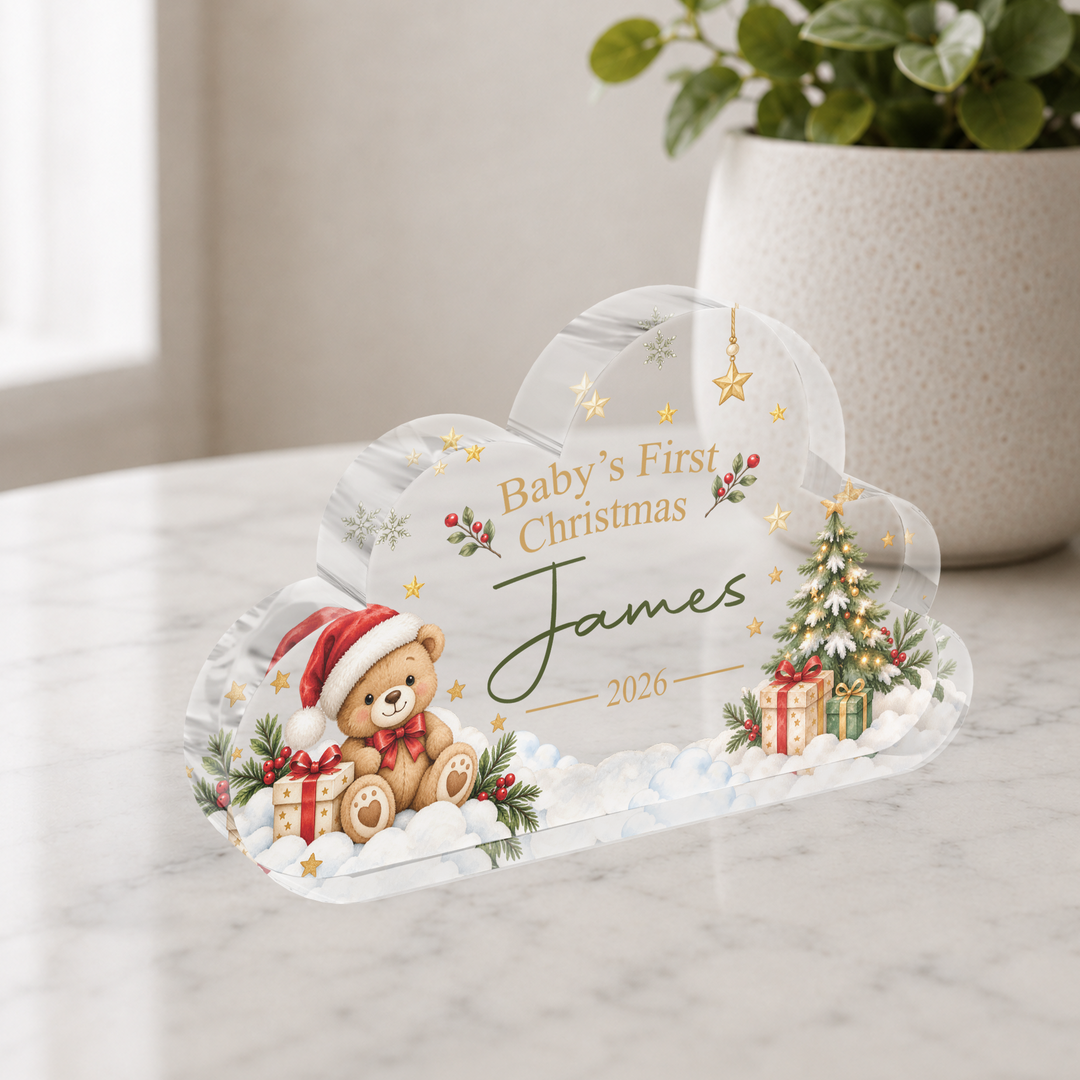 Personalised Baby First Christmas Cloud Plaque Keepsake