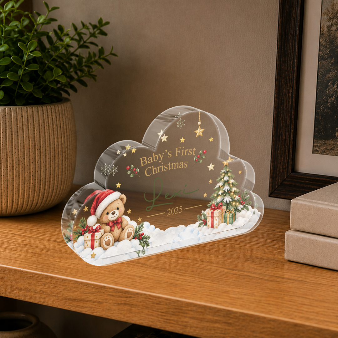Personalised Baby First Christmas Cloud Plaque Keepsake