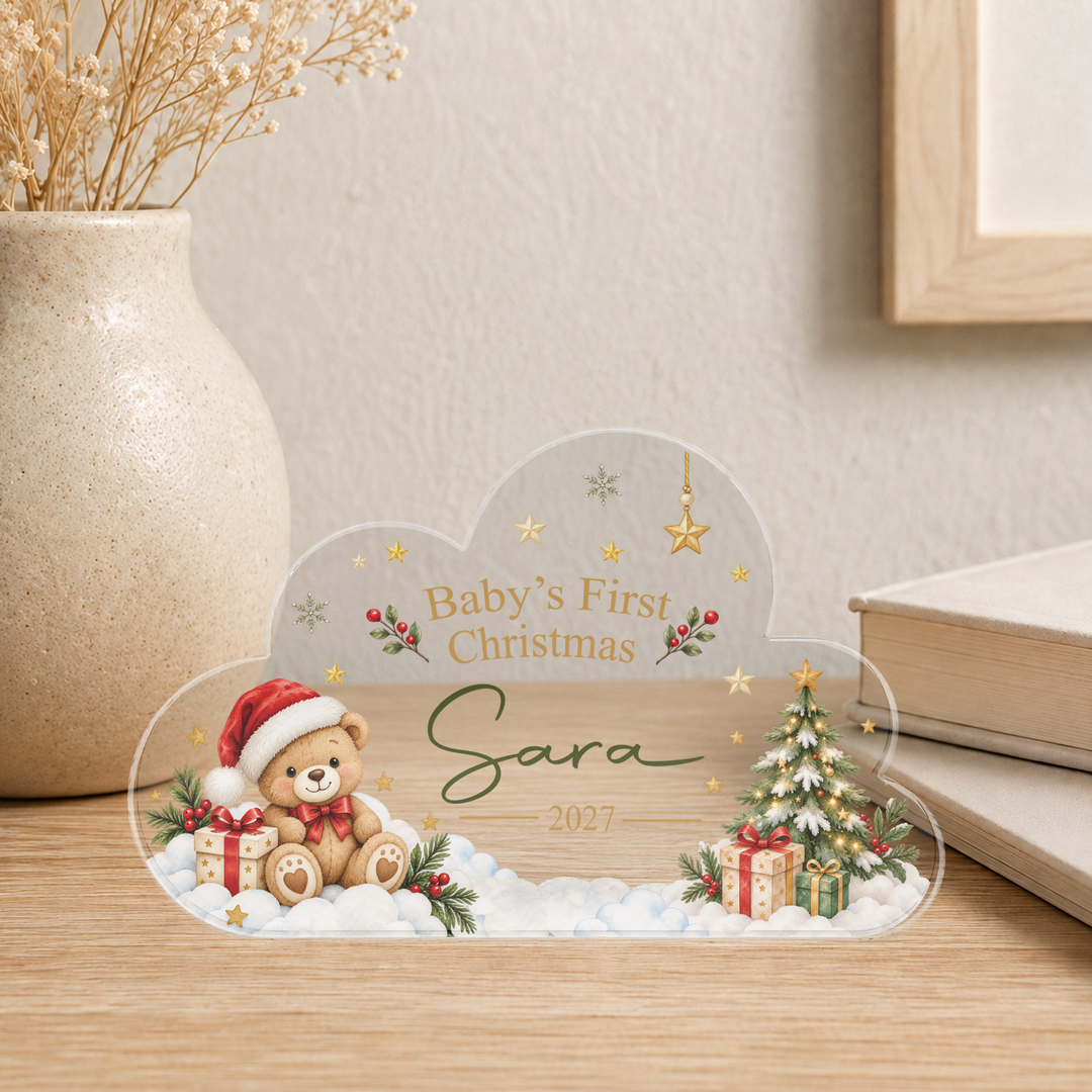 Personalised Baby First Christmas Cloud Plaque Keepsake