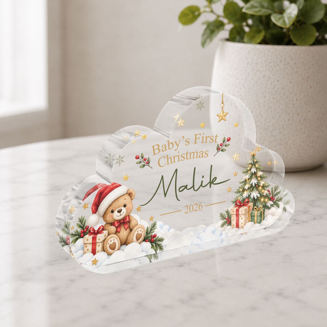 Personalised Baby First Christmas Cloud Plaque Keepsake