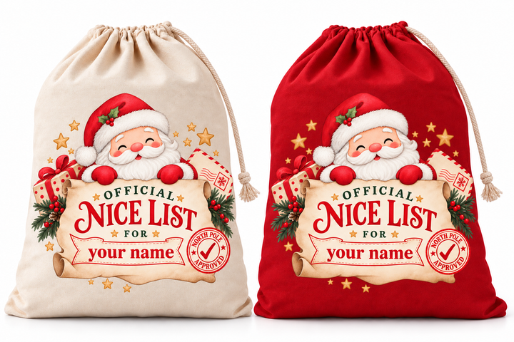 Personalised Santa’s Nice List Christmas Sack