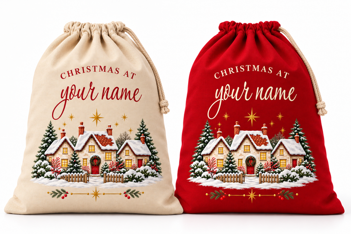 Personalised Family Village Christmas Sack