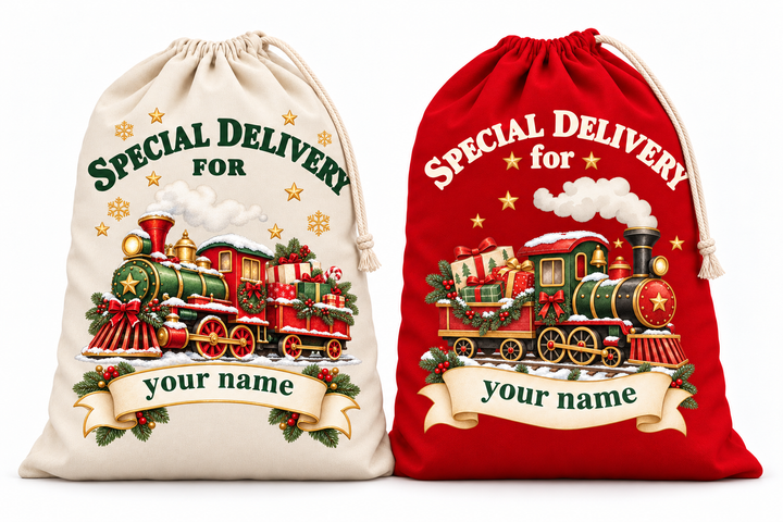 Personalised Christmas Train Sack