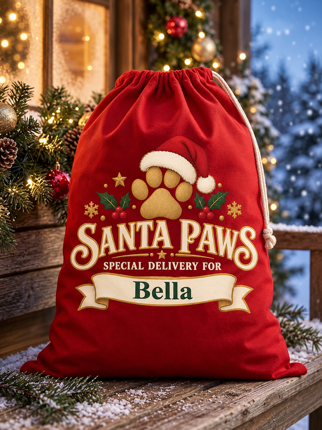 Personalised Santa Paws Christmas Sack for Pets