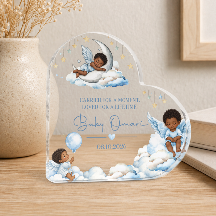 Personalized Blue Baby Memorial Heart Plaque