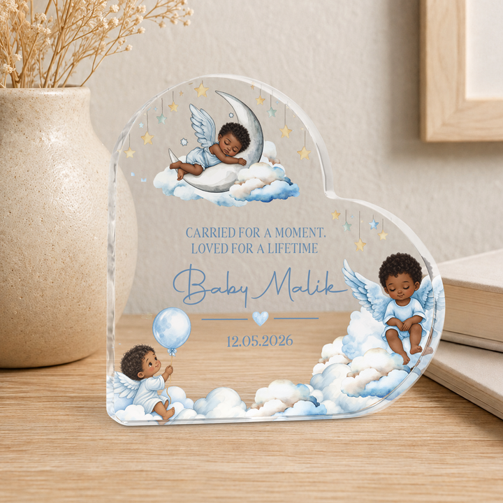 Personalized Blue Baby Memorial Heart Plaque