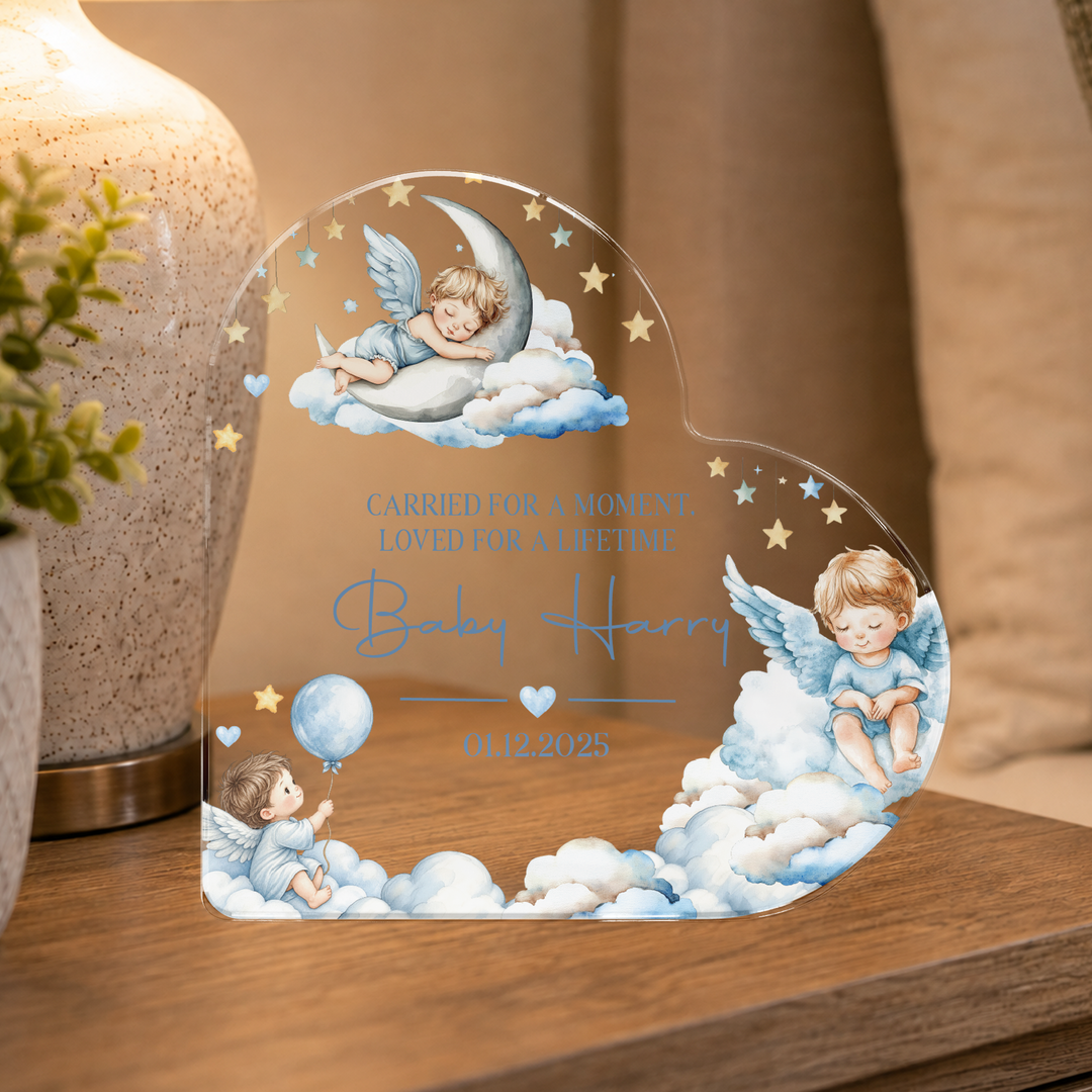 Personalized Blue Baby Memorial Heart Plaque