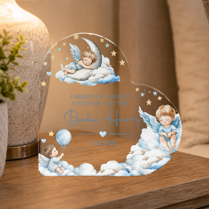 Personalized Blue Baby Memorial Heart Plaque