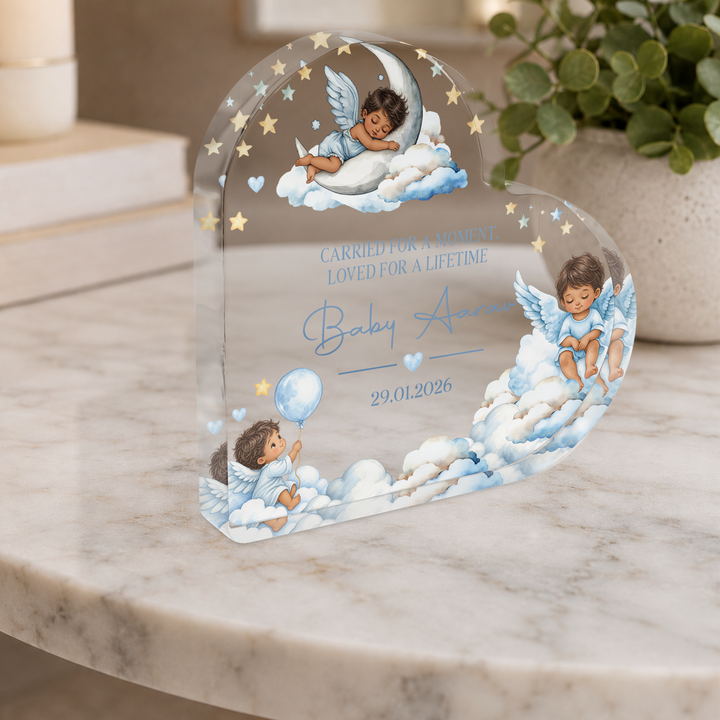 Personalized Blue Baby Memorial Heart Plaque
