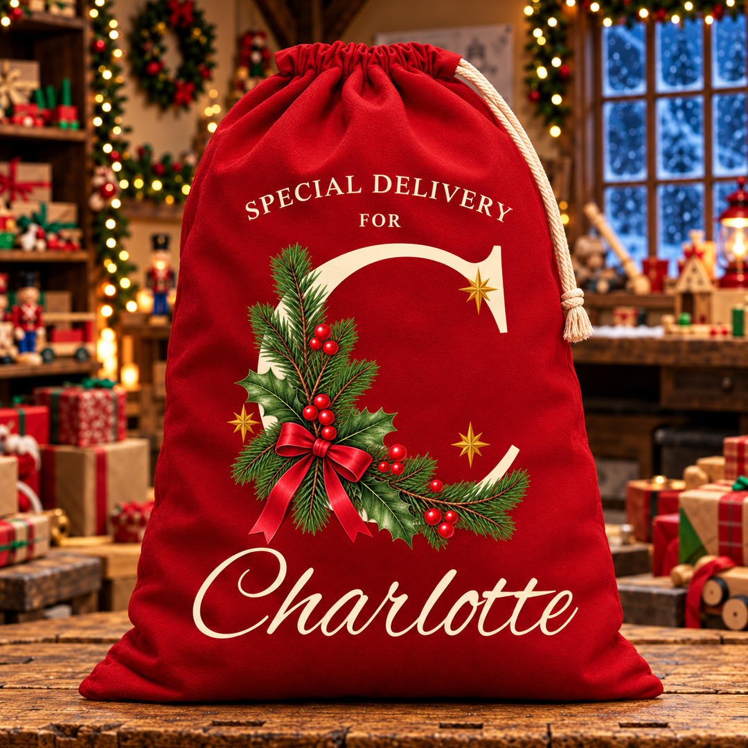 Personalised Woodland Initial Christmas Sack