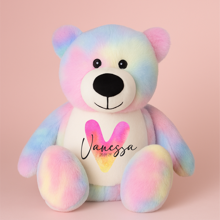 Personalised Initial Large Rainbow Bear