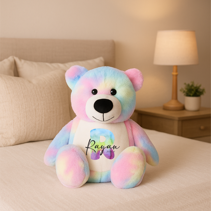 Personalised Initial Large Rainbow Bear