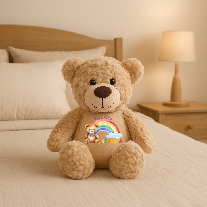 Personalised Hello World Rainbow Large Bear