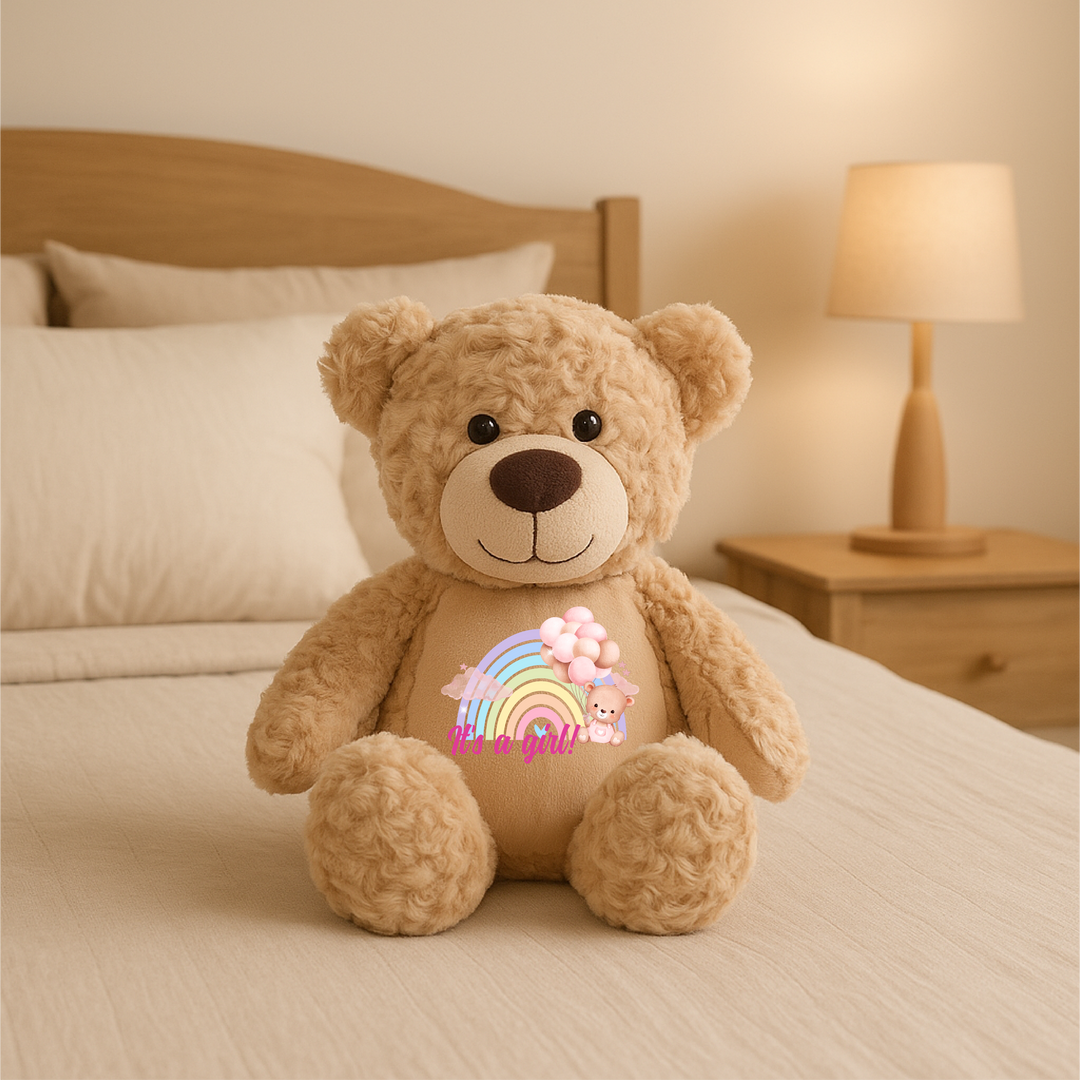 Personalised Pink Baby Rainbow Large Bear