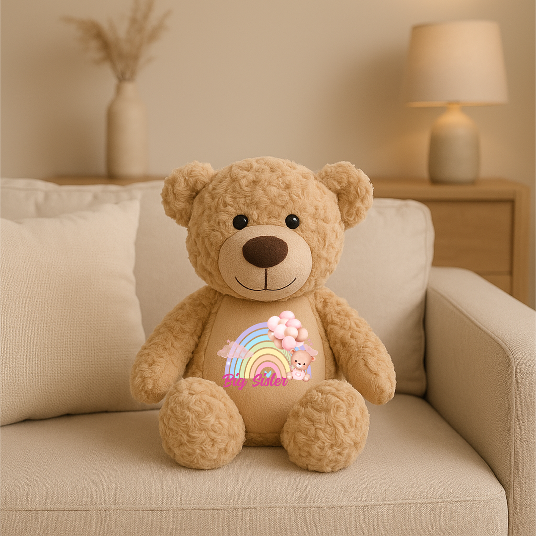 Personalised Pink Baby Rainbow Large Bear