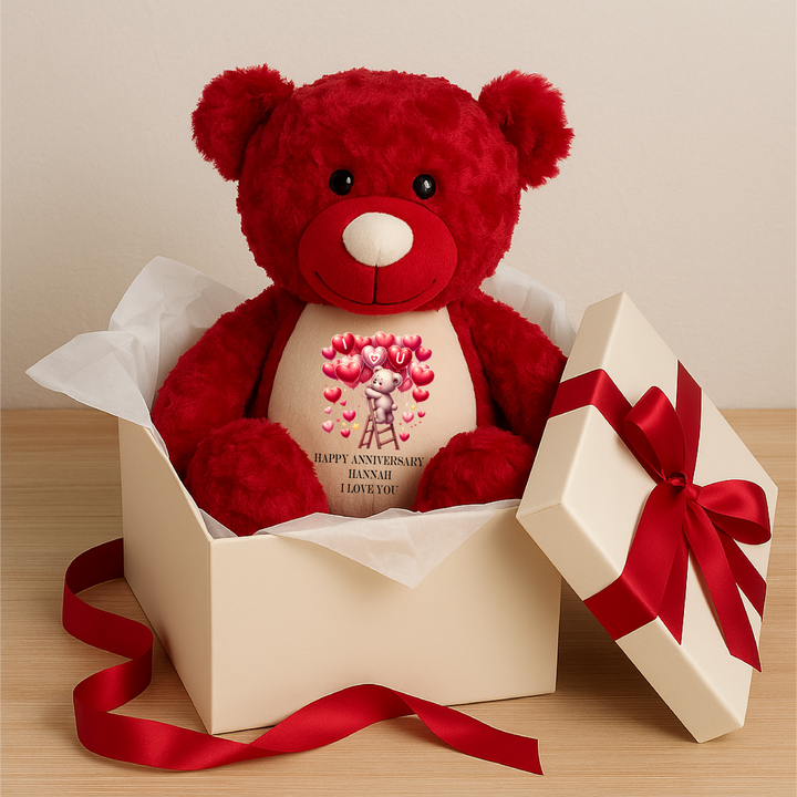 Personalised Love You Balloons Large Red Teddy Bear