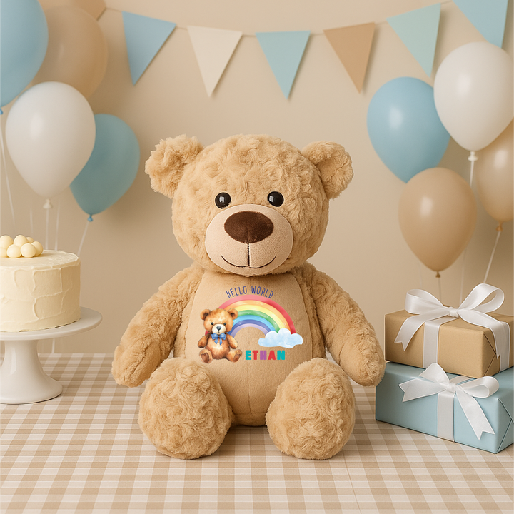 Personalised Hello World Rainbow Large Bear