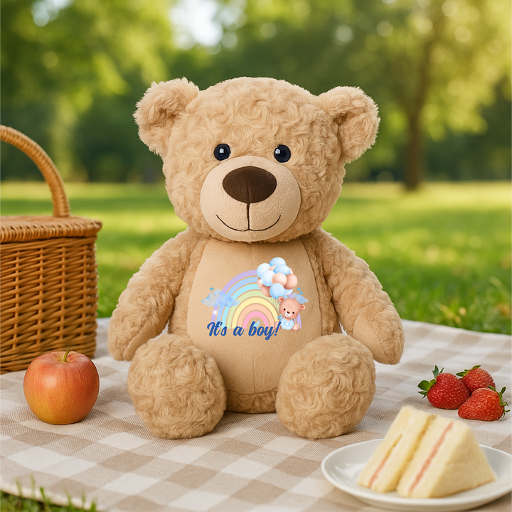 Personalised Blue Baby Rainbow Large Bear