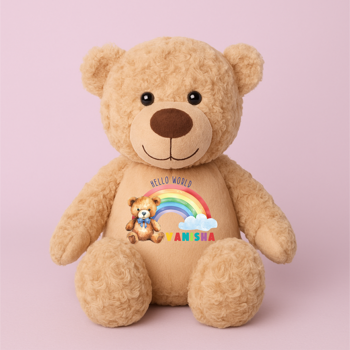 Personalised Hello World Rainbow Large Bear