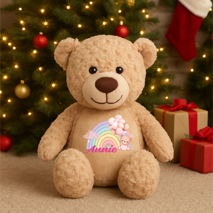 Personalised Pink Baby Rainbow Large Bear