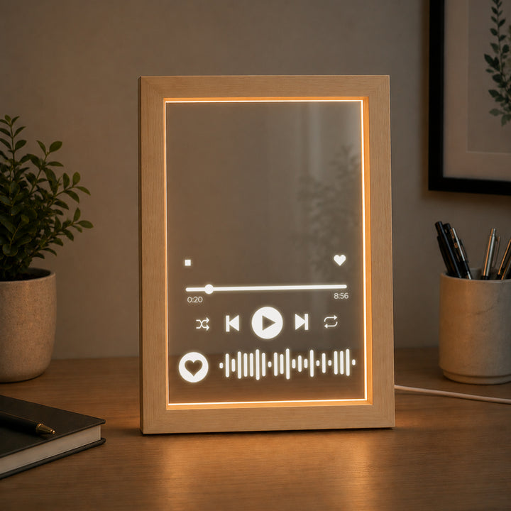 Personalised A5 Acrylic Music Song Frame with Photo - Powered by USB