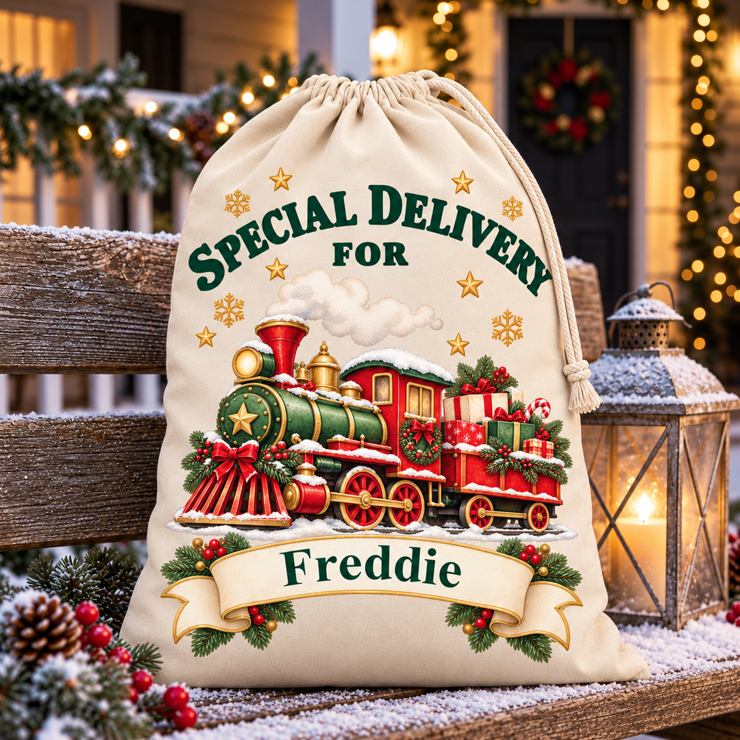 Personalised Christmas Train Sack