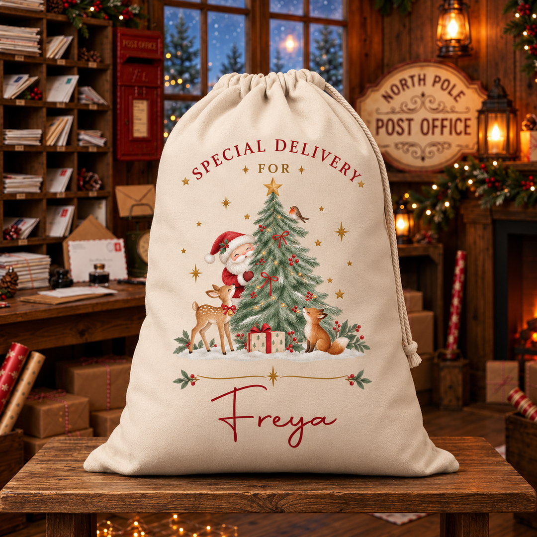 Personalised Woodland Santa Christmas Sack