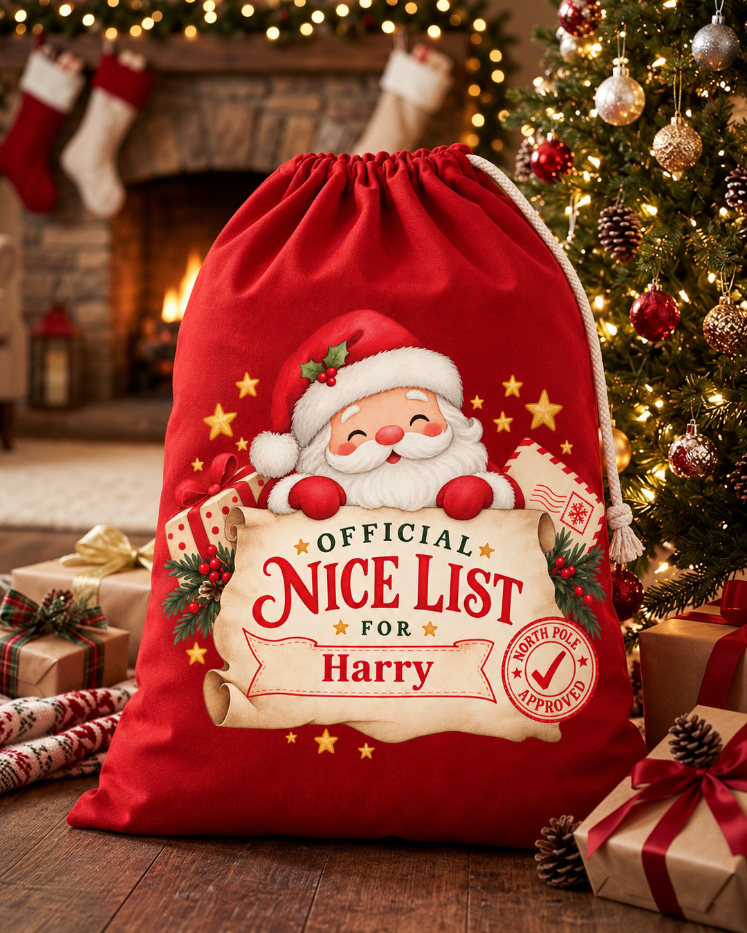 Personalised Santa’s Nice List Christmas Sack