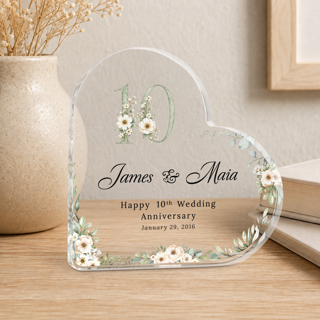 Personalised Wedding Anniversary Heart Acrylic Plaque Keepsake