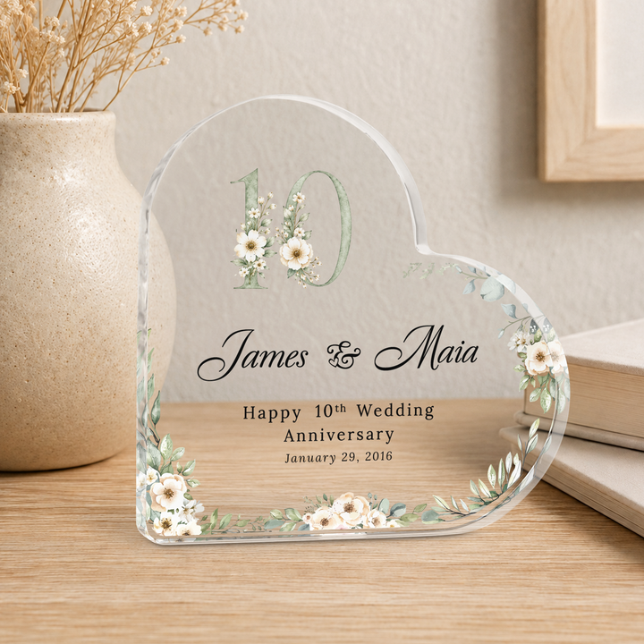 Personalised Wedding Anniversary Heart Acrylic Plaque Keepsake