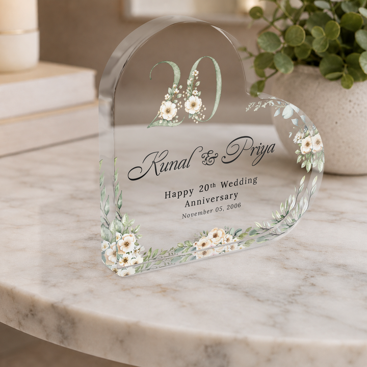 Personalised Wedding Anniversary Heart Acrylic Plaque Keepsake