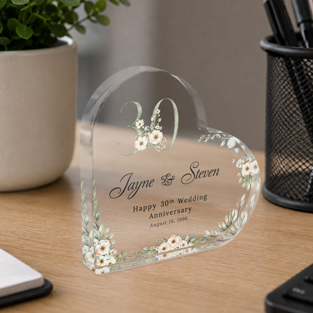 Personalised Wedding Anniversary Heart Acrylic Plaque Keepsake