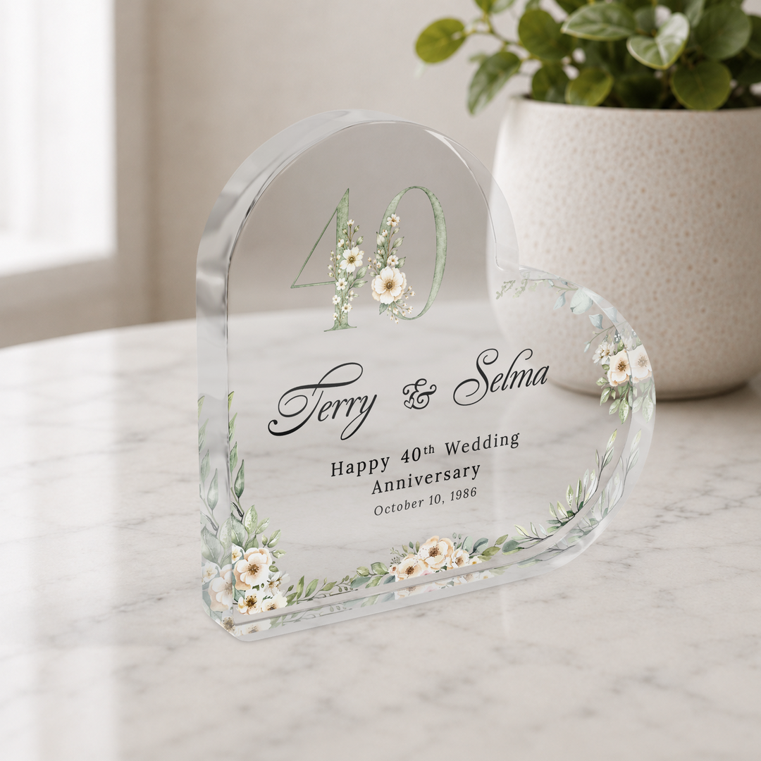 Personalised Wedding Anniversary Heart Acrylic Plaque Keepsake