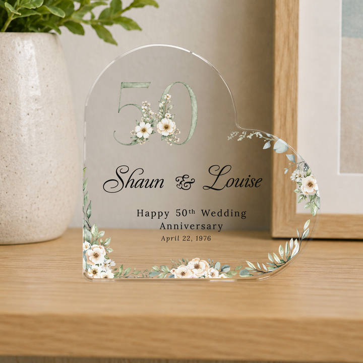Personalised Wedding Anniversary Heart Acrylic Plaque Keepsake