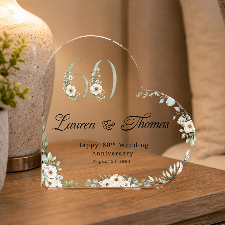 Personalised Wedding Anniversary Heart Acrylic Plaque Keepsake