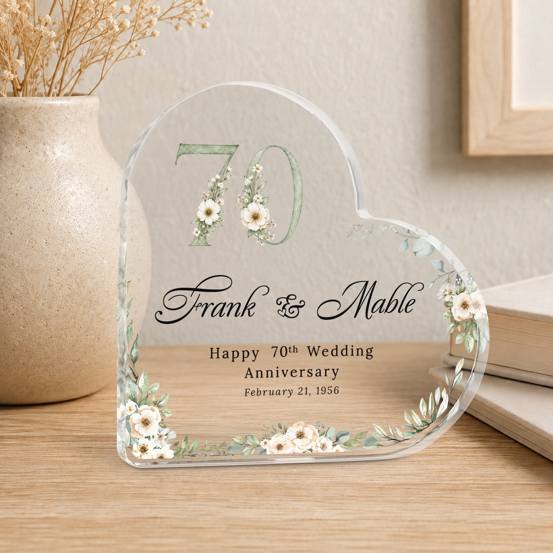 Personalised Wedding Anniversary Heart Acrylic Plaque Keepsake