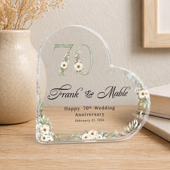 Personalised Wedding Anniversary Heart Acrylic Plaque Keepsake