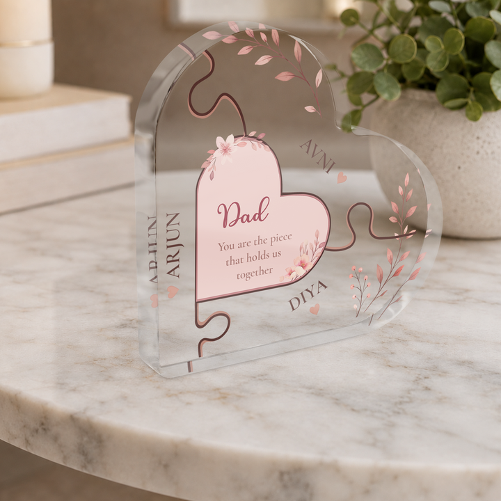 Personalised Puzzle Heart Acrylic Plaque Keepsake